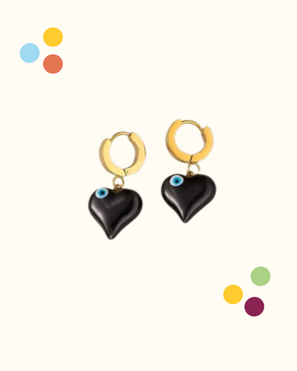 Orecchini cuore nero