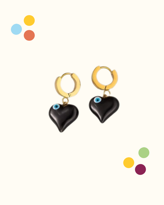 Orecchini cuore nero