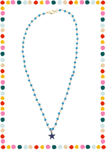 Turquoise rosary necklace - black star