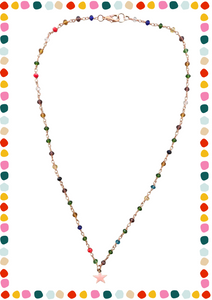Multicolor rosary necklace - pink star