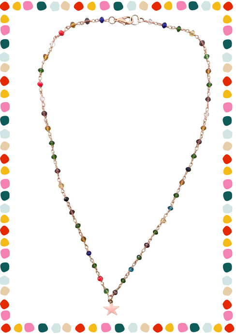 Collana rosario multicolor - stella rosa
