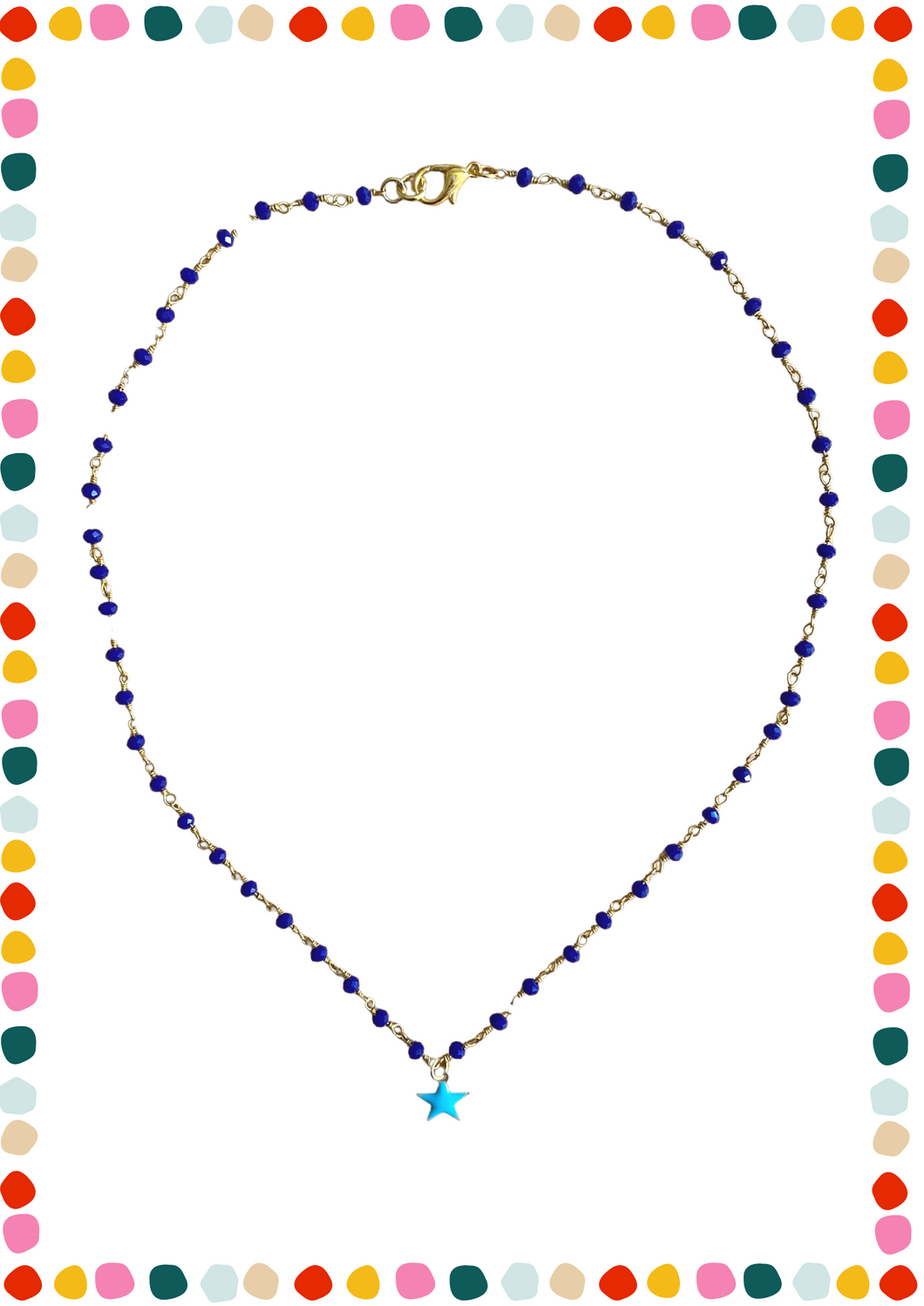 Blue rosary necklace - blue star