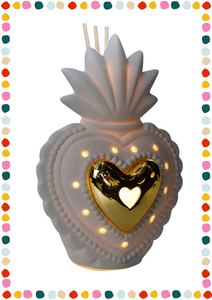 Profumatore con bastoncini e luce led - cuore
